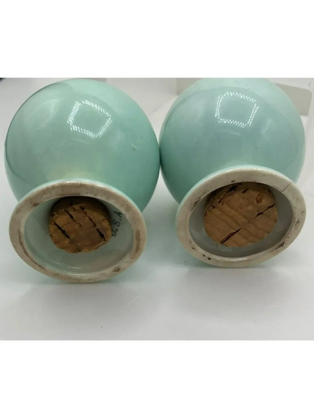 Luray Pastels Surf Green Salt & Pepper Shakers Vintage 1940s Taylor Smith Taylor